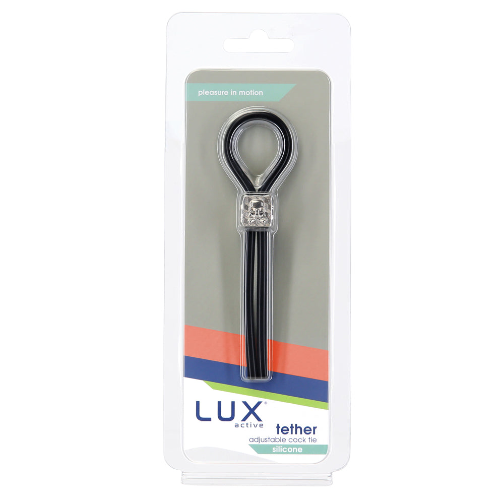Lux Active Tether Adjustable Cock Tie Silicone Black Lasso/Bolo